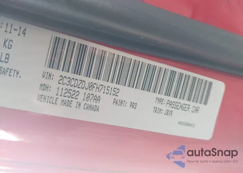 2015 Dodge Challenger Srt 392 z USA, uszkodzony, nr VIN 2C3CDZDJ0FH715152